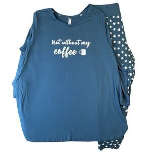 Sleep By Cacique Women Sleepwear 18/20 Teal Graphic Print Coffee Mug Pajama Set